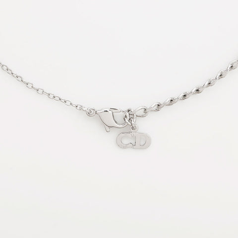 Christian Dior Logo heart Necklace Silver WS10102