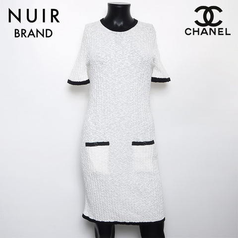 シャネル CHANEL 38 2000年代 ニット ロング ワンピース ホワイト WS10109