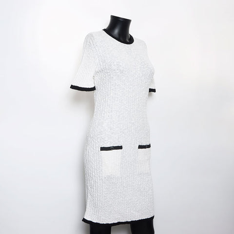 chanel white knit dress white cotton knit en38