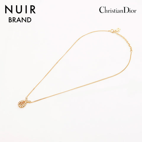 Christian Dior CD logo rhinestone Necklace gold WS10110