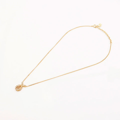 Christian Dior CD logo rhinestone Necklace gold WS10110
