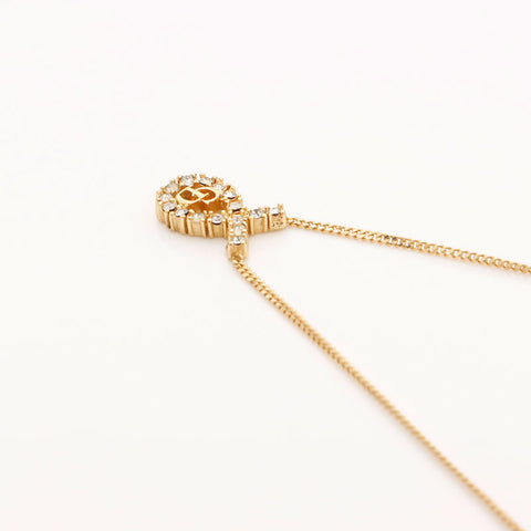 Christian Dior CD logo rhinestone Necklace gold WS10110