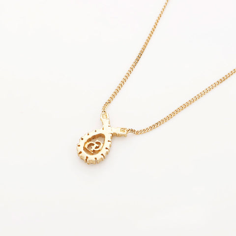 Christian Dior CD logo rhinestone Necklace gold WS10110