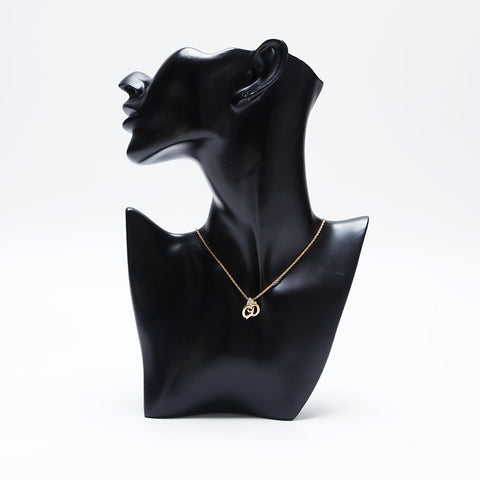 Christian Dior Vintage CD Logo Rhinestone Necklace gold WS10133