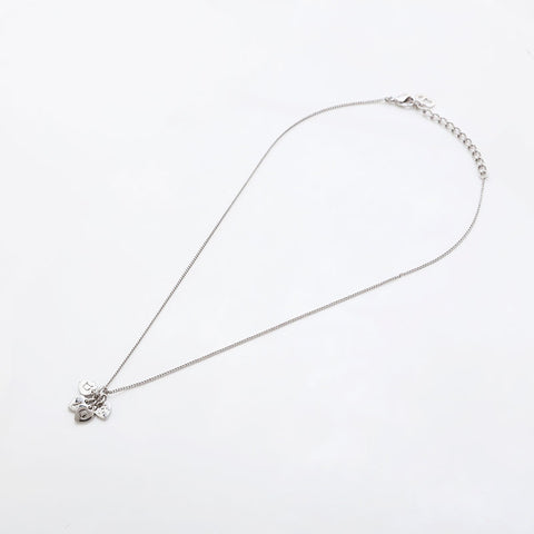 Christian Dior Vintage Heart Charm Necklace Silver WS10135