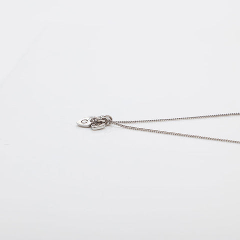 Christian Dior Vintage Heart Charm Necklace Silver WS10135