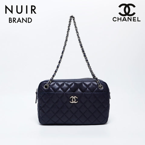 シャネル CHANEL 12番台 マトラッセ ラムスキン チェーン ショルダーバッグ ネイビー WS10162