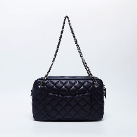 Chanel Chanel 12. Matelasse -Lambsketten -Umhängetasche Navy WS10162