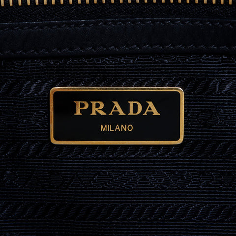 プラダ PRADA キャンバス ロゴ レザー 三角ロゴ金具 トートバッグ ブラック WS10166