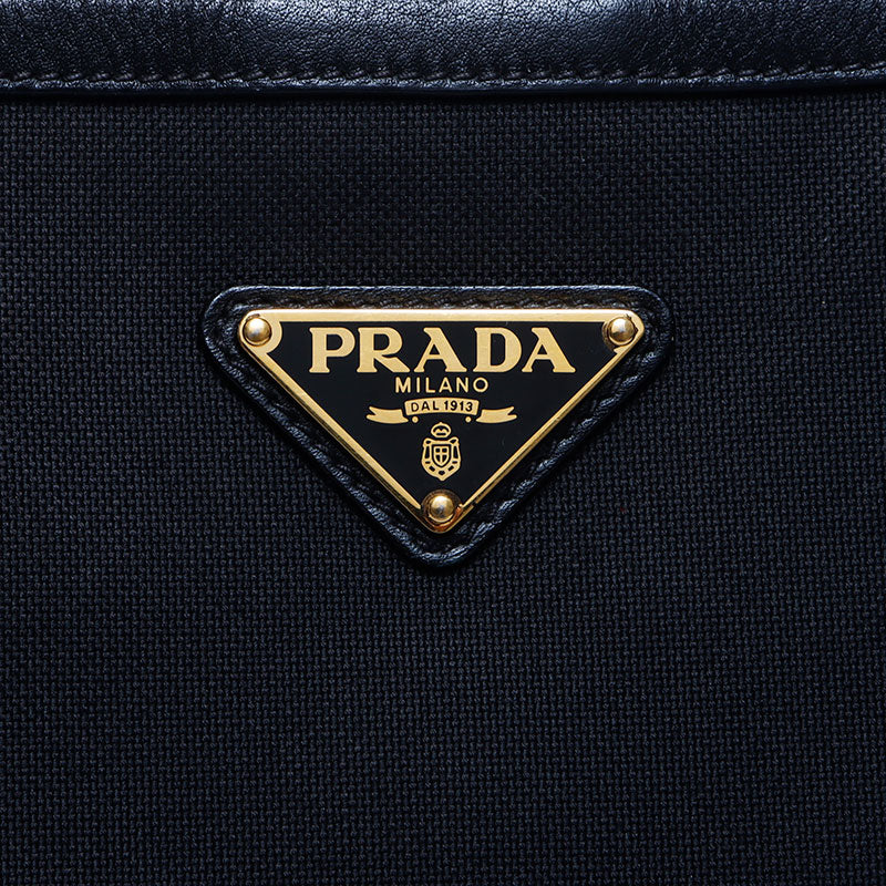プラダ PRADA キャンバス ロゴ レザー 三角ロゴ金具 トート プラダ PRADA キャンバス ロゴ レザー 三角ロゴ金具 トート