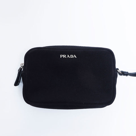 プラダ PRADA キャンバス カナパ グロメット シルバー金具 ハンドバッグ ブラック WS10168