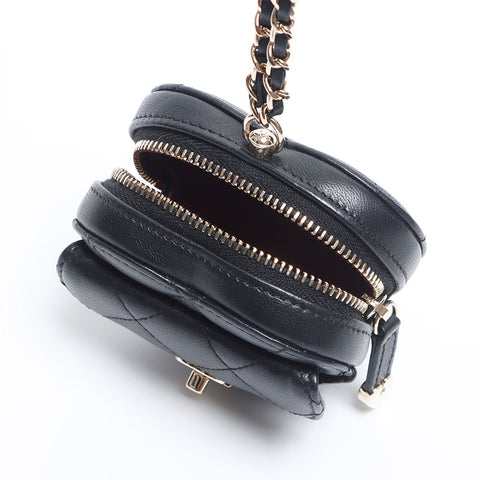 CHANEL 32nd Turnlock Heart Mini Bag Umhängetasche schwarz WS10179