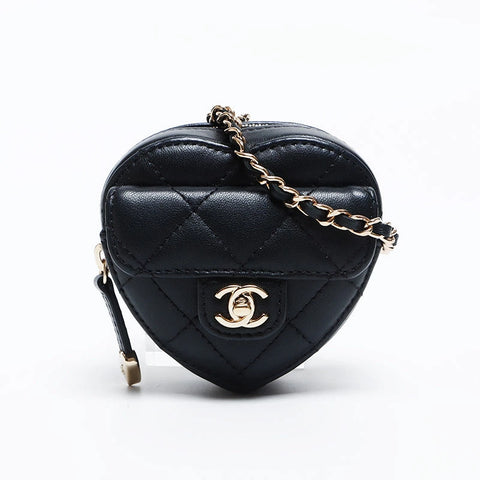 CHANEL 32nd Turnlock Heart Mini Bag Umhängetasche schwarz WS10179