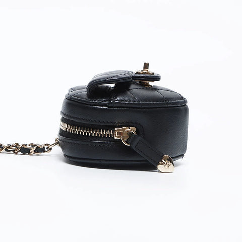 CHANEL 32nd Turnlock Heart Mini Bag Umhängetasche schwarz WS10179