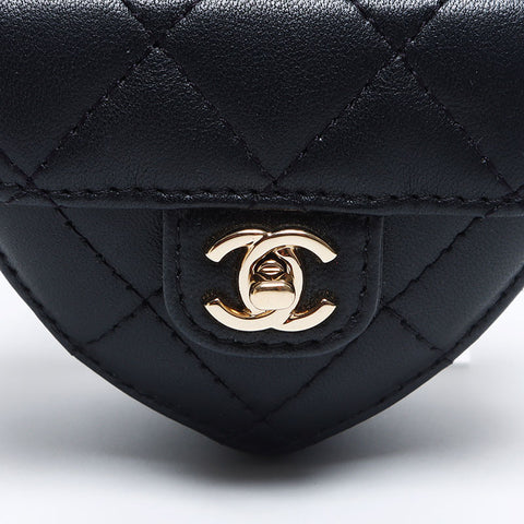 CHANEL 32nd Turnlock Heart Mini Bag Umhängetasche schwarz WS10179