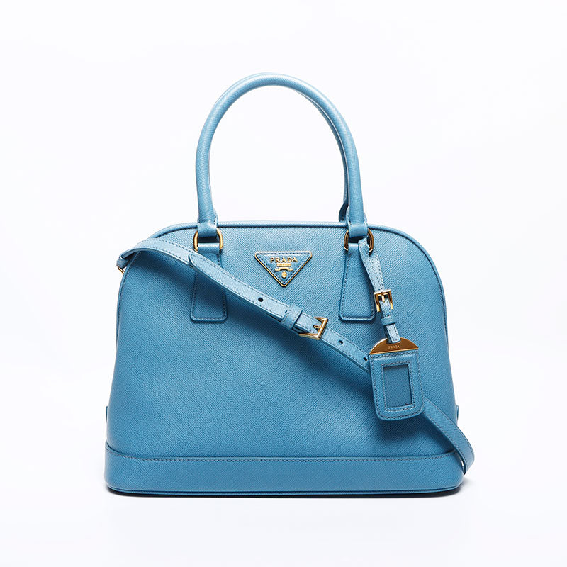 プラダ ハンドバッグ ガレリア サフィアーノ 三角ロゴ ブルー 4082