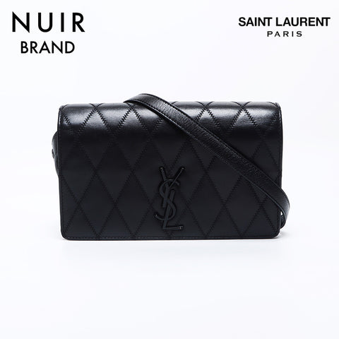 イヴ・サンローラン YVES SAINT LAURENT アンジー ロゴ レザー ショルダーバッグ ブラック WS10229