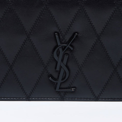 イヴ・サンローラン YVES SAINT LAURENT アンジー ロゴ レザー ショルダーバッグ ブラック WS10229