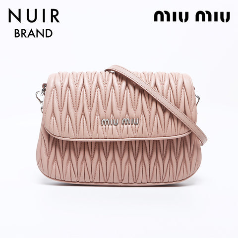 ミュウ ミュウ Miu Miu マトラッセ チェーン シルバー金具 ミニ ショルダーバッグ ピンク WS10231