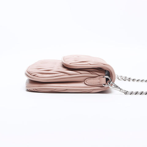 Miu Miu Miu Matelasse Chain Silver Hardware Mini Shoulder Bag Pink WS10231