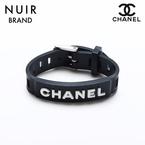 CHANEL 99P logo rubber bracelet black WS10242
