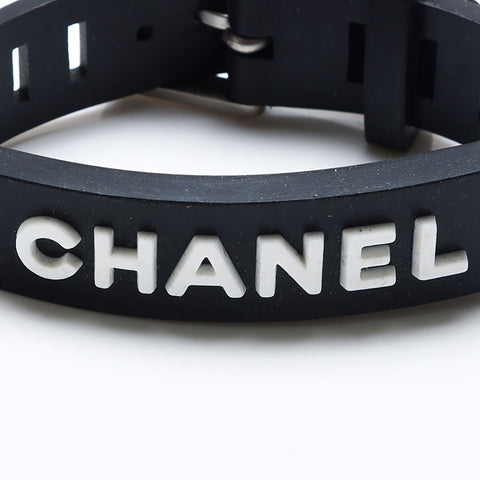 CHANEL 99P logo rubber bracelet black WS10242
