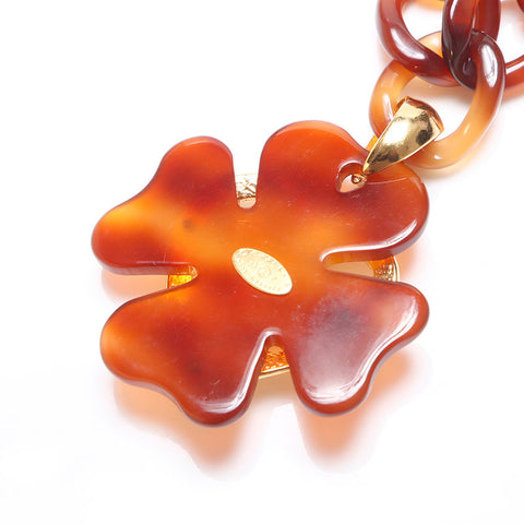 Chanel Chanel deka Coco Mark 95p Collier de trèfle marron WS10244