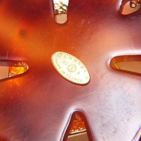 CHANEL Deca COCO Mark 95P Clover Necklace Brown WS10244