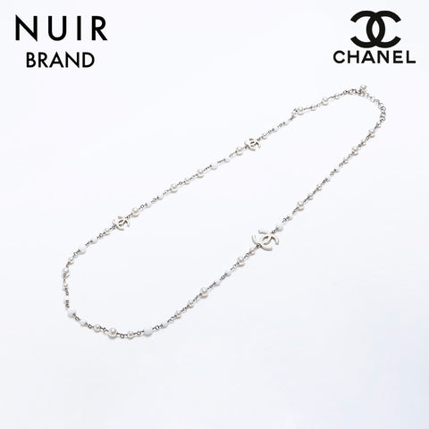 シャネル CHANEL C19C ココマーク パール ネックレス ホワイト シルバー WS10245