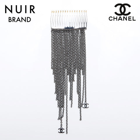 CHANEL Chain COCO Mark Kanzashi hair accessory Silver WS10248
