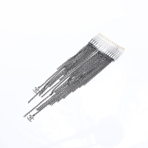CHANEL Chain COCO Mark Kanzashi hair accessory Silver WS10248