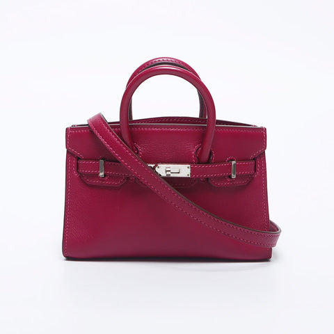 Hermes Tiny Birkin ◻︎⚪Engraved Silver Metal Handbag Purple WS10255