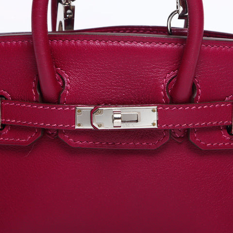 Hermes Tiny Birkin ◻︎⚪Engraved Silver Metal Handbag Purple WS10255