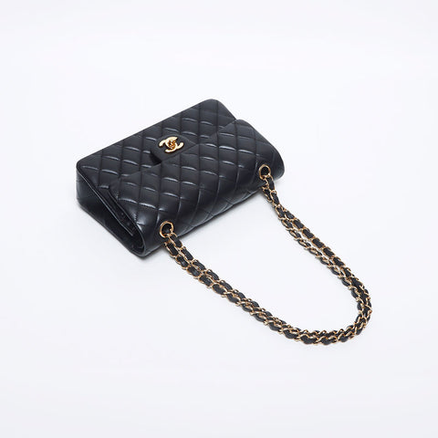 シャネル CHANEL マトラッセ ダブルフラップ ダブルチェーン 18番台 ラムスキン 23cm ショルダーバッグ ブラック WS10256