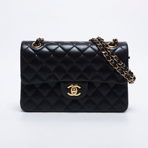 シャネル CHANEL マトラッセ ダブルフラップ ダブルチェーン 18番台 ラムスキン 23cm ショルダーバッグ ブラック WS10256