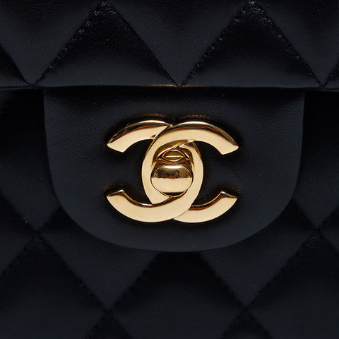 シャネル CHANEL マトラッセ ダブルフラップ ダブルチェーン 18番台 ラムスキン 23cm ショルダーバッグ ブラック WS10256