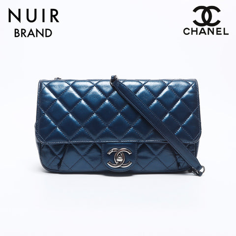 シャネル CHANEL 22番台 マトラッセ チェーン シルバー金具 ショルダーバッグ ブルー WS10261