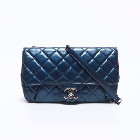 シャネル CHANEL 22番台 マトラッセ チェーン シルバー金具 ショルダーバッグ ブルー WS10261