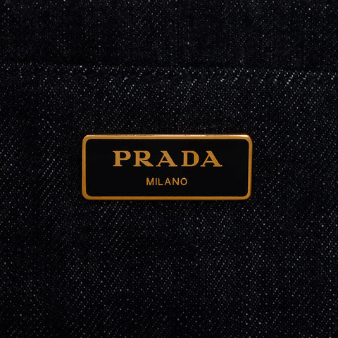 プラダ PRADA カナパ デニム 2way ハンドバッグ グレー WS10262