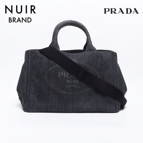 プラダ PRADA カナパ デニム 2way ハンドバッグ グレー WS10262