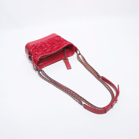 Chanel CHANEL 22nd Tweed Gabriel de Chain Shoulder Bag Red WS10264