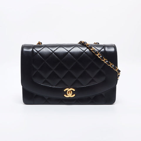 シャネル CHANEL 粉吹き 2番台 ダイアナ マトラッセ チェーン ショルダーバッグ ブラック WS10269