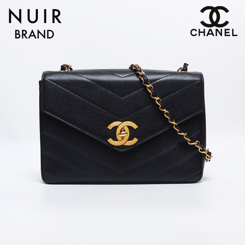 Chanel Chanel 3rd Chevron Chain Coco -Markierungs -Umhängetasche Schwarz WS10270