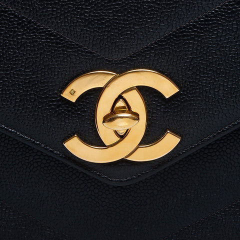 Chanel Chanel 3rd Chevron Chain Coco Mark Bag Black WS10270