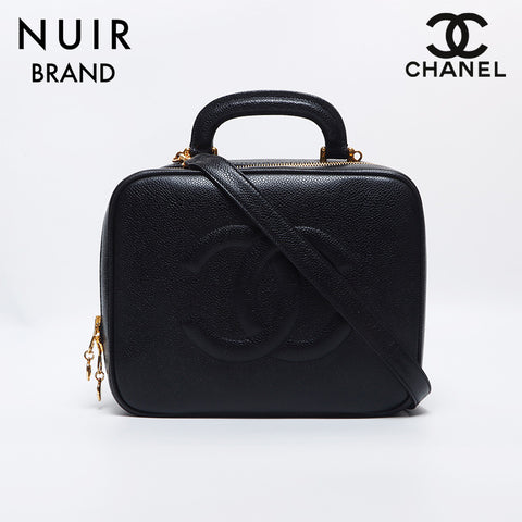 シャネル CHANEL 4番台 バニティ トップハンドル キャビアスキン ココマーク ショルダーバッグ ブラック WS10271