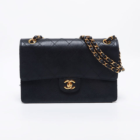 シャネル CHANEL 5番台 チェーン ワイルドステッチ キャビアスキン マトラッセ 25cm ショルダーバッグ ブラック WS10272