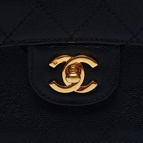 シャネル CHANEL 5番台 チェーン ワイルドステッチ キャビアスキン マトラッセ 25cm ショルダーバッグ ブラック WS10272