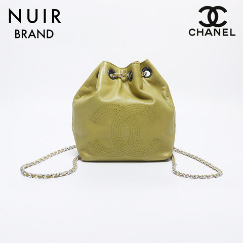 シャネル CHANEL 4番台 チェーン ラムスキン シルバー金具 バックパック ショルダーバッグ グリーン WS10274