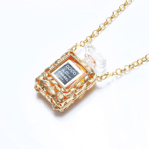 CHANEL Perfume Bottle COCO Perfume Case Necklace gold
