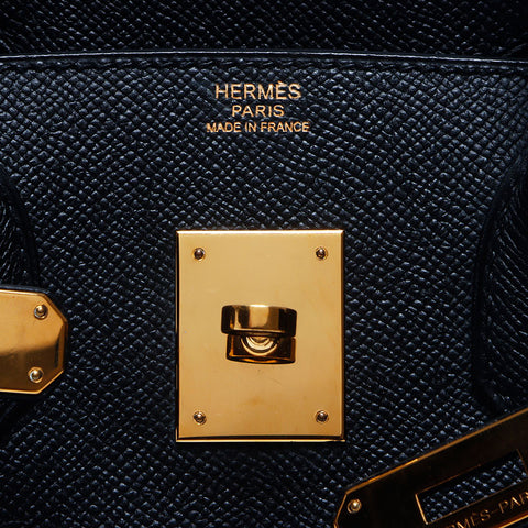 HERMES � J Stamped Birkin 11.8 英寸金色金属手提包黑色 WS10293